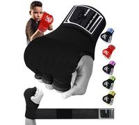 BEAST RAGE Guantoni da Boxe in Gel per Le Mani, 75 cm, Imbottiti, Elastici, per Allenamento, Muay Thai, Bende UFC per Uomo, Donna e Bambini (Bambini Junior, Nero)