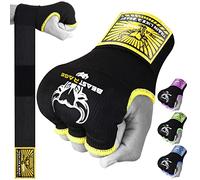 BEAST RAGE Guantoni da Boxe in Gel per Le Mani, 75 cm, Imbottiti, Elastici, per Allenamento, Muay Thai, Bende UFC per Uomo, Donna e Bambini (S (Adulto), Giallo)