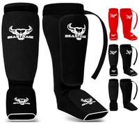 BEAST RAGE Parastinchi per kickboxing e muay thai-Parastinchi e protezioni per il collo del piede da MMA, protezioni per le gambe imbottite ed elasticizzate per lo sparring,la boxe,il karate