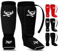 BEAST RAGE Parastinchi per kickboxing e muay thai-Parastinchi e protezioni per il collo del piede da MMA, protezioni per le gambe imbottite ed elasticizzate per lo sparring,la boxe,il karate