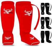BEAST RAGE Parastinchi per kickboxing e muay thai-Parastinchi e protezioni per il collo del piede da MMA, protezioni per le gambe imbottite ed elasticizzate per lo sparring,la boxe,il karate