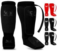 BEAST RAGE Parastinchi per kickboxing e muay thai-Parastinchi e protezioni per il collo del piede da MMA, protezioni per le gambe imbottite ed elasticizzate per lo sparring,la boxe,il karate