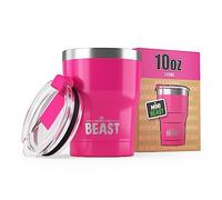 BEAST Tazza Termica da Viaggio - 300 ml I Rosa Confetto I Doppia Parete Inox Termos Caffè Isolato I con 2 Cannucce Riutilizzabili & Spazzolino per Pulizia I Ideale per Caffè Freddo o Caldo