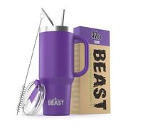 Beast Tumbler - 1300 ml (42 oz), Viola Profondo | Tazza in acciaio inossidabile riutilizzabile, isolata sottovuoto | con + 2 cannucce e spazzola per la pulizia | Borraccia da viaggio a doppia parete