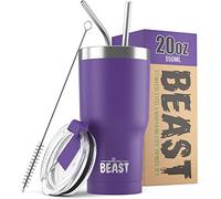 Beast Tumbler - 550 ml (20 oz), Viola Profondo | Bicchiere termico in acciaio inox riutilizzabile con isolamento sottovuoto | con 2 cannucce e spazzola per la pulizia | Tazza a doppia parete