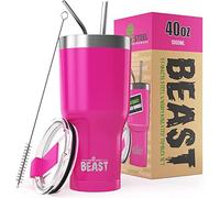 Beast Tumbler - 900 ml (30 oz), Rosa Confetto | Bicchiere termico in acciaio inox riutilizzabile con isolamento sottovuoto | con 2 cannucce e spazzola per la pulizia | Tazza a doppia parete
