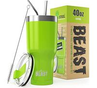Beast Tumbler - 900 ml (30 oz), Verde Citronella | Bicchiere termico in acciaio inox riutilizzabile con isolamento sottovuoto | con 2 cannucce e spazzola per la pulizia | Tazza a doppia parete