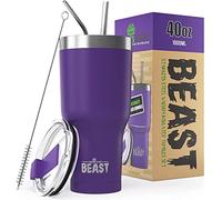 Beast Tumbler - 900 ml (30 oz), Viola Profondo | Bicchiere termico in acciaio inox riutilizzabile con isolamento sottovuoto | con 2 cannucce e spazzola per la pulizia | Tazza a doppia parete