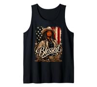 Beata Cowgirl Nera Patriottica Western American Pride Queen Canotta