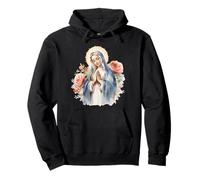 Beata Madre Maria Madre di Gesù Rose Nostra Signora Cattolica Felpa con Cappuccio