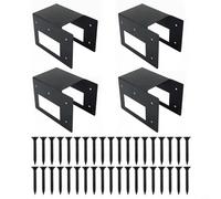 Beatanug Kit di supporto per legna da ardere, regolabile, in acciaio resistente, per interni ed esterni, include 4 staffe nere e 50 viti, compatibile