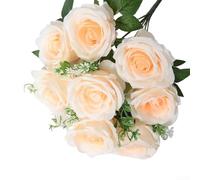 Beatanug Rose artificiali in seta per decorazione di matrimoni e decorazione della casa, elegante composizione floreale da 44 cm, rosa in plastica senza manutenzione (champagne 2)