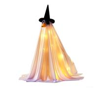 Beatanug Spettrale costume da spettro illuminato per portico da 58 cm, decorazione per Halloween in poliestere resistente ai raggi UV, con 20 luci LED, decorazione da giardino bianca per prato, patio