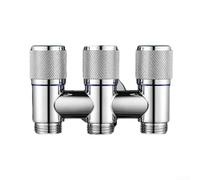 Beatanug Valvola ad angolo a tre vie in rame, deviatore d'acqua 1 in 3 uscite, per WC, bidet, spruzzatore, cucina, bagno, con maniglia in metallo, interruttore rotante, finitura argento (argento)