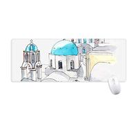 beatChong Cittadina di Imerovigli a Santorini in Grecia Antisdrucciolevoli Mousepad Grande Gioco Esteso Ufficio Bordi titched Computer Mat Regalo