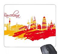 beatChong Dipinte a Mano City Silhouette Rosso Giallo Barcellona Art Rettangolo Antiscivolo in Gomma Mousepad Game Pad Regalo Mouse