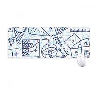 beatChong Dipinto di blu a mano Math Righello Calcolatrice Illustrazione antisdrucciolevoli Mousepad Grande Gioco Esteso ufficio Bordi titched Mat regalo Computer