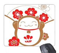 beatChong Gomma Mousepad Mouse Game Pad Regalo Cherry Blossoms Fan Fat Fortunato del Gatto di Fortuna Giappone Cultura rettangolo Antiscivolo