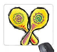 beatChong Gomma Mousepad Mouse Game Pad Regalo Dipinto a Mano Giallo Racket Mexicon Cultura Elemento Illustrazione rettangolo Antiscivolo