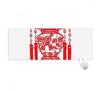 beatChong Lanterna di Carta Cinese Taglio Rosso Modello Antisdrucciolevoli Mousepad Grande esteso Gioco Ufficio titched Bordi Mat Regalo Computer