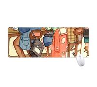 beatChong Miaoji Pittura Cat Restaurant Cattura Rat Antisdrucciolevoli Mousepad Grande esteso Gioco Ufficio titched Bordi Mat Regalo Computer