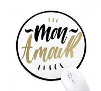 beatChong Mon Amour My Love Quote Stile Mousepad nero rotondo cucito bordo non stuoia di slittamento del gioco