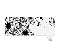 beatChong Piante da fiore Nero Bianco Art Grano Silhouette antisdrucciolevoli Mousepad Grande esteso gioco Ufficio titched Bordi Mat regalo Computer