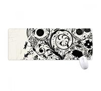 beatChong Piante da fiore Nero Bianco Art Grano Silhouette antisdrucciolevoli Mousepad Grande esteso gioco Ufficio titched Bordi Mat regalo Computer