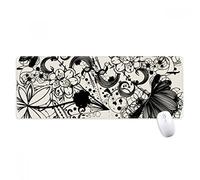 beatChong Piante da Fiore Nero Bianco Art Grano Silhouette Antisdrucciolevoli Mousepad Grande esteso Gioco Ufficio titched Bordi Mat Regalo Computer