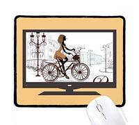 beatChong Signora in Bicicletta Francia Illustrazione Modello Computer Mouse Pad Antiscivolo in Gomma Ufficio Mousepad Gioco