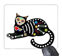 beatChong Sit Nero Cat Bone Cuore Halloween Terrore Atmosfera rettangolo Antiscivolo in Gomma Mousepad Mouse Game Pad Regalo