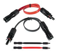 Beatific 2 pezzi pannello solare cavo piatto 6 mm² cavo solare flessibile passacavo finestra con spina e frizione, 100 cm nero (rosso) cavo solare PV piatto per pannelli solari e inverter