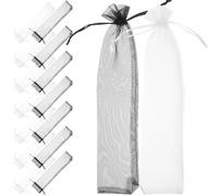 Beatifufu 100 Pezzi Sacchetti Ventaglio Organza Mesh con Coulisse Resistenti Sacchetti Tulle Traspiranti per Ventagli Pieghevoli Organizer per Oggetti e Neri per Matrimoni e