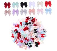 Beatifufu 180 Pezzi Mini Satin Bows Colors Tiny Polyester Bow Appliques for Sewing Clothes Decoration Crafting Party And Gift Packaging