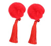 Beatifufu 1paio Spettacolari Fermagli Per Stile Cinese Con Fiocco e Frange Per Accessori Per Capodanno Rosso Decorazioni Per Festival Di