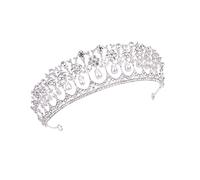 Beatifufu 1Pc Head Headband Baroque Pearl Vintage Alloy White Headdress Prop Wedding Girls Princess Rhinestone Pageant for Hoop Decor Tiara Headwear Bridal Women Crown Party Crystal Photo