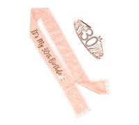 Beatifufu 1set Coroncina e Fascia Per Compleanno Rosa Per Decorazioni Per Compleanno Anni Accessori Chic Celebrazioni Speciali