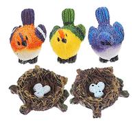 Beatifufu 1set Mini Nido Di Uccelli Artificiale Miniatura Nidi e Uccellini Colorati Per Decorazioni Casa e Giardino Accessori Per Miniature e