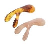 Beatifufu 2 Pezzi Massaggiatore Manuale per Capo con Design Doppia Forcella Strumenti Guasha Resina e Rilassamento per e Spa Beige e