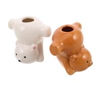 Beatifufu 2 Pezzi Portaspazzolini con Animali Cartoon Supporto Compatto Drenaggio per Bagno Organizzato e Decorazione Simpatica
