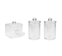 Beatifufu 3 pezzi Organizer per Cotton Fioc e Dischetti Cotone Trasparente con Coperchio Antipolvere Compatto e Durevole per Bagno e Trucco