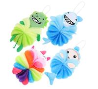 Beatifufu 4pezzi Palline Da Bagno Per Ragazzo Ragazza Scrub Esfoliante Forma Di Cartone Animato Materiale Morbido e Sicuro Per Bagnetto e Relax Unicorno Squalo Dinosauro e Sirena