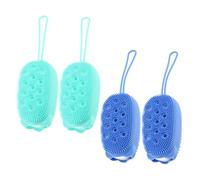 Beatifufu 4pezzi Spazzola Silicone Per Bagno Spazzola Doublé Facile Da Usare Massaggiatore Per La Setole Morbide Rimuove Le Cellule Morte e Promuove La Circolazione Colori