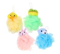 Beatifufu 4pezzi Spugne Da Bagno Stile Cartoon Con Animali Di Esfolianti Morbidi Per Bagno e Relax Con Design Adorabile Anatra Coniglio Rana Orso