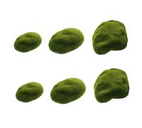 Beatifufu 6 pezzi Pietre Finte con Muschio Decorativo per Giardino Pietre Floccate Leggere e Resistenti per Micro Paesaggi Decorazione Casa e Cortile Verde