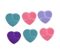 Beatifufu 6 Pezzi Tappetino Lavaggio Pennelli Silicone Strumento Pulizia Pennelli Trucco Forma Cuore Adorabile Design Portatile Cavo Flessibilità