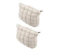 Beatifufu Borsa Cosmetica Imbottita 2 Pezzi con Design Trapuntato a Griglia, Organizer Portatile per Trucco e Articoli da Toeletta, Pochette Elegante in Tinta Unita per Donna, per Viaggi