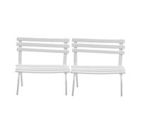 Beatifufu Mini Panchine in Miniatura Senza Braccioli, 2Pezzi, Ferro Bianco, Decorazione per Case delle Bambole e Modelli Architettonici Sandbox