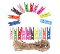 Beatifufu Mollette di Legno Piccole 3,5cm Colorate 100 Pezzi | Legno e Corda di Juta, Leggere e Portatili, per Ufficio, Piccole Cose e Allestimenti