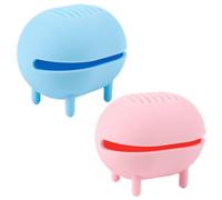 Beatifufu Organizer per Spugnette Trucco in Silicone Tampone Pulente e Fori Traspiranti, Custodia Portatile Compatta per Cosmetici da Viaggio, Set 2 Pezzi Rosa e Blu per Uso Esterno